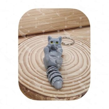 Llavero Gato articulado Panza Arriba Gris