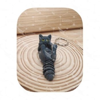 Llavero Gato articulado Panza Arriba Gris Oscuro