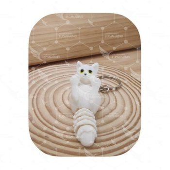 Llavero Gato articulado Panza Arriba Blanco