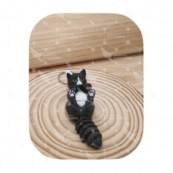 Llavero Gato Panza Ar Arriba  Negro y Blanco Oreo